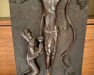 African "Blood of Christ - Crucifixion" Ebony Wood Hand Carved Sculpture
