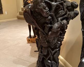 African Tanzania Makonde “The Tree of Life” Hand Carved Ebony Wood
