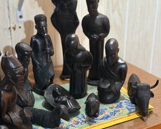 Hand Carved Ebony Wood Nativity Scene