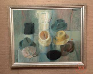 MILTON WOLSKY (1916 - 1981) Oil on Canvas "Hats" 1980