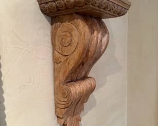 Architectural Salvage Hand Carved Wood Wall Sconce