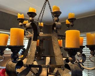 Vintage Scrolled Cast Iron Candle Chandelier