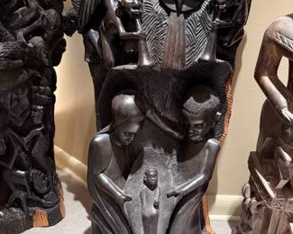     African Tanzania Makonde “Birth of Christ” Hand Carved Ebony Wood

