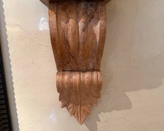 Architectural Salvage Hand Carved Wood Wall Sconce