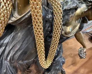 14K GOLD Polished Mesh Bracelet and Necklace