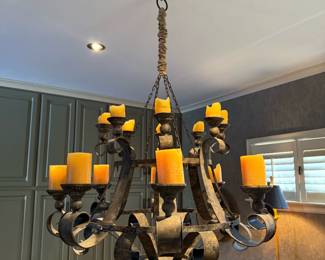 Vintage Scrolled Cast Iron Candle Chandelier
