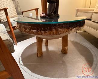 Vintage African Drum Wrapped in Cow Hide