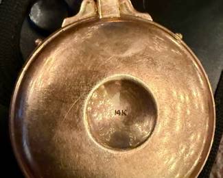Antique HOLY COMMUNION Eucharist Host Holder PYX 14K GOLD with Sacred Heart Mary and Jesus Sleeve