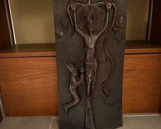 African "Blood of Christ - Crucifixion" Ebony Wood Hand Carved Sculpture