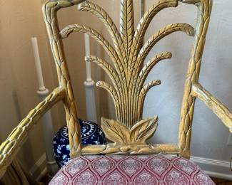Vintage Regency Faux Bois Palm Armchair
