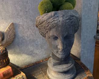 Greek Style Concrete Bust Planter