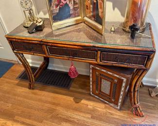 Rattan Bamboo Console Table