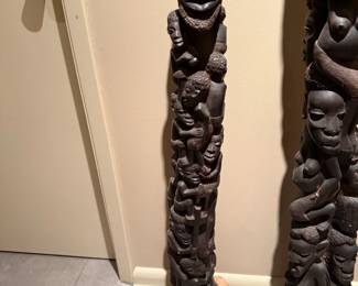 African Makonde "Tree of Life" Ebony Wood Hand Carved Sculptures of Nature, Family, Community, and Ancestral Lineage