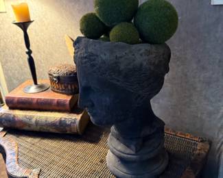 Greek Style Concrete Bust Planter