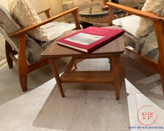 Lane MCM Side Table with Cane Shelf