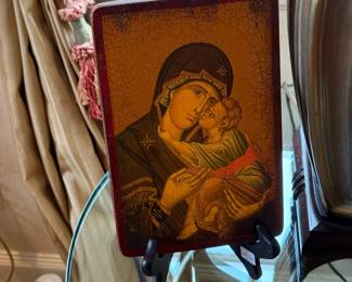 Greek Religious Icon - Virgin Kissing Child