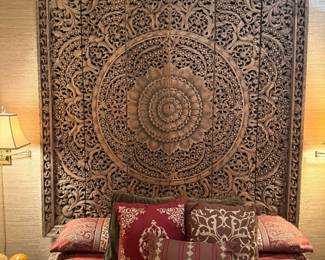 Antique Hand Carved Mandala Lotus Framed Panels