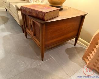 Mid-Century Modern Walnut LANE Altavista Virginia Occasional End Table with Caned Doors