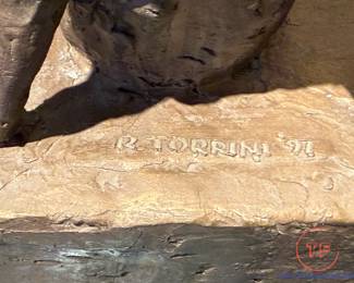 Bronze Seated Boy Sculpture by RUDY TORRINI