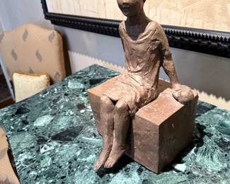 Bronze Seated Boy Sculpture by RUDY TORRINI