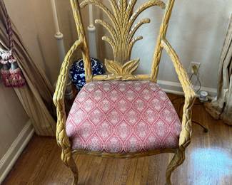 Vintage Regency Faux Bois Palm Armchair