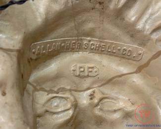 Signed 1920's ALLAN HERSCHELL CO PF Native American Indian Head Aluminum Carousel Ornament
