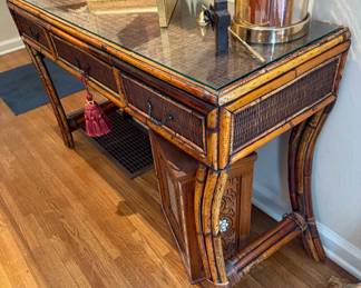 Rattan Bamboo Console Table