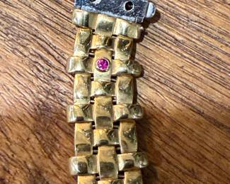 ROBERTO COIN 18K GOLD Appassionata 3 Row Woven Bracelet and Necklace with Diamond Clasp With Ruby Accent