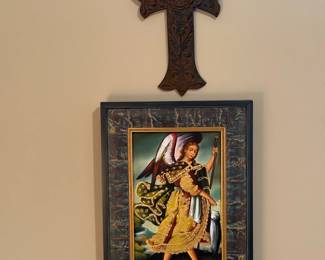 Religious Icon Oil on Board of Archangel Raphael