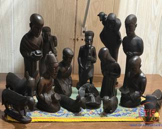 Hand Carved Ebony Wood Nativity Scene