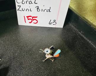 Turquoise + Coral Zuni Bird 