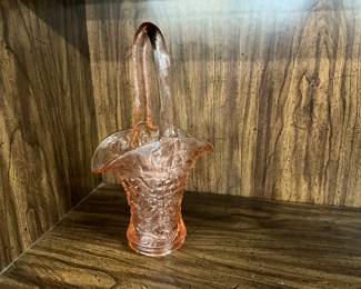 Imperial Pink Depression Glass Basket