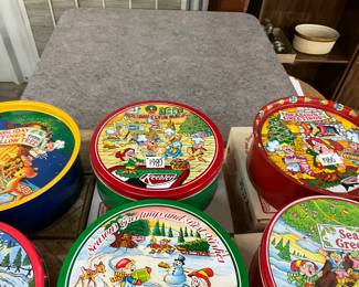1989 & 1986 Keebler Holiday Cookie Tins with Original Boxes