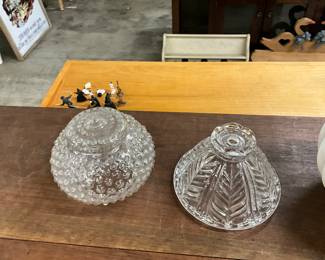 Hobnail Trinket Dish -- Lead Crystal Clear Cut Table Lamp Shade