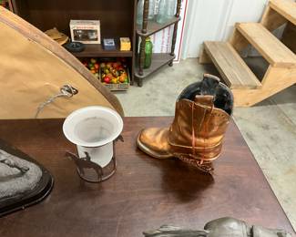 Cowboy/Horse Metal Iron Stand Candle Holder & Cowboy Boot Planter