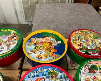 1994, 1987, 1989 Keebler Holiday Cookie Tins with Original Boxes