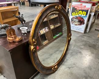 Round Gold Framed Mirror