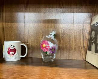 Teleflora Pink & Lavendar Flowers Glass Vase