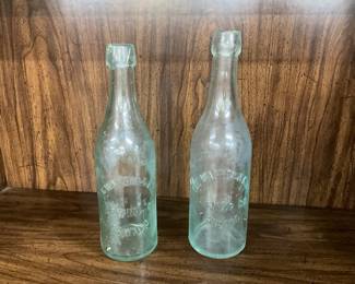 Green Glass Blob Top Beer Bottle