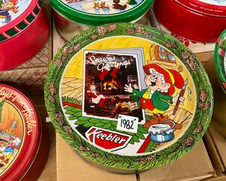 1982 Keebler Holiday Cookie Tin with Original Box