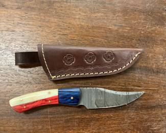 Red White Blue Handled Knife w/Sheath