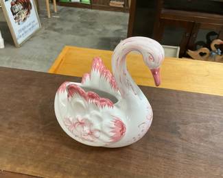 Ceramic Pink Swan Planter