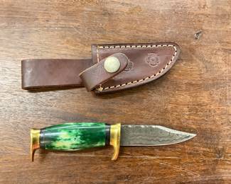 Fixed Blade w/Brass Guard & Leather Sheath