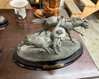 Steer Wrestler - American Legacy Rodeo Collection Pewter Sculpture