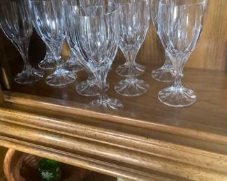 Gorgeous crystal in cabinet.