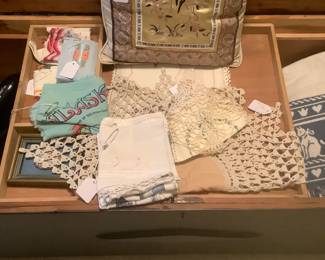 Linens inside the black cedar chest.
