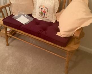 Bench with cushion.