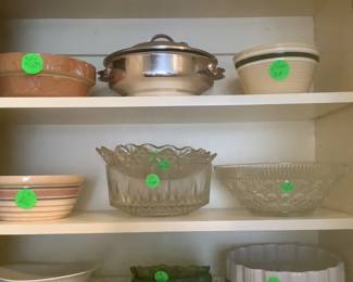 Glass and ceramic bowls.