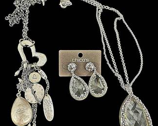 Chicos Silver Tone Necklaces and Earrings