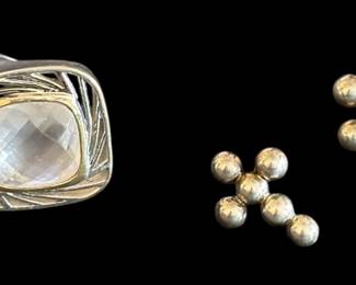 Silver Cross Earrings Brass Ring